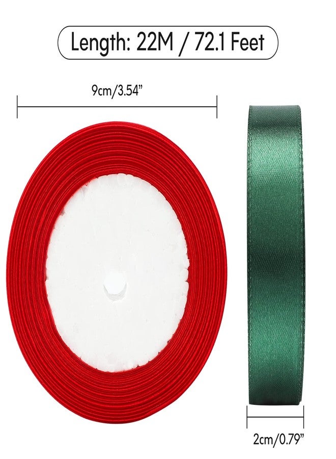 joycraft Christmas Ribbon, 50 Yards Red Green Satin Gift Ribbon, 3/4 in Wide Handmade Satin String for Bow, DIY Craft, Xmas Party Deco - Image 2